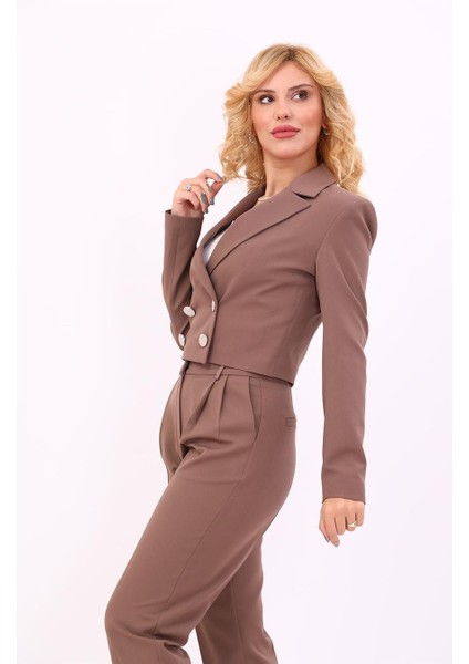 Erkek Yaka Kuruvaze Kısa Ceket-Kahve modelleri