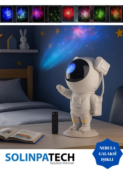 Gece Lambası Yıldız Projektör Astronot Işıklı Galaksi Samanyolu Projeksiyon Kumandalı modelleri