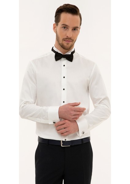 Erkek Ekru Slim Fit Smokin Gömlek 50223080-VR019