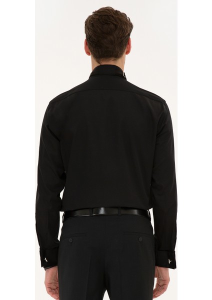 Erkek Siyah Slim Fit Smokin Gömlek 50223005-VR046 modelleri