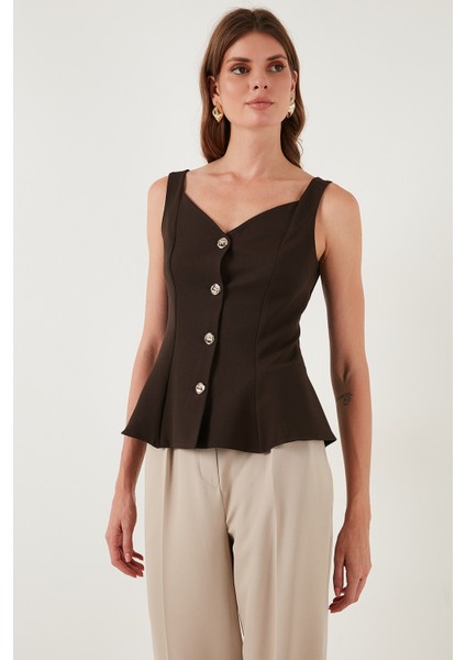 Fitted Fit V Yaka Düğmeli Yelek Bayan Yelek 611FYL145 fırsatları