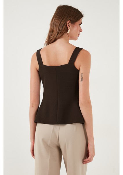 Fitted Fit V Yaka Düğmeli Yelek Bayan Yelek 611FYL145