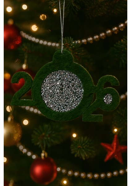 12’li Taşlı Keçe Yılbaşı Ağacı Süsü Seti – 4 Renk Seçenekli (Çift Taraflı)