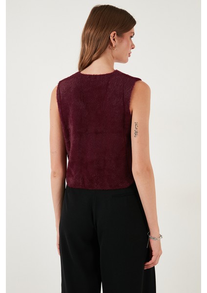 Regular Fit V Yaka Yumuşak Dokulu Düğmeli Yelek Bayan Yelek 4615241