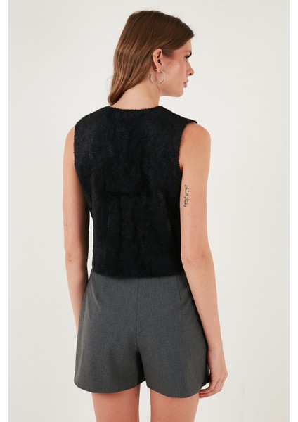 Regular Fit V Yaka Yumuşak Dokulu Düğmeli Yelek Bayan Yelek 4615241