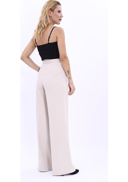 Korsaj Kemer Palazzo Pantolon-Bej indirimleri