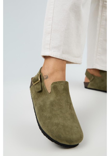 Holly 2 Kadın Deri Hakiki Deri Kemerli Tokalı Sabo Haki Sandalet fırsatları