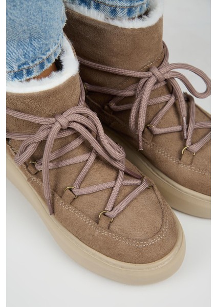 Haven Kadın Hakiki Deri Bağcıklı İçi Kürklü Vizon Bot modelleri