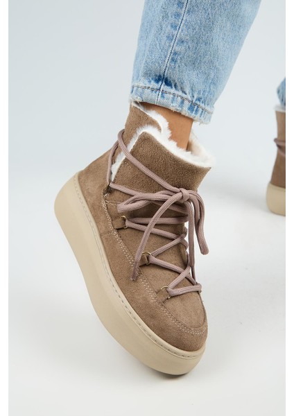 Haven Kadın Hakiki Deri Bağcıklı İçi Kürklü Vizon Bot fırsatları