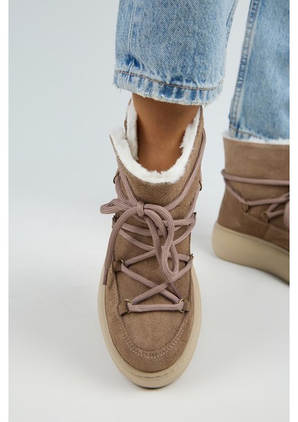 Haven Kadın Hakiki Deri Bağcıklı İçi Kürklü Vizon Bot indirimleri