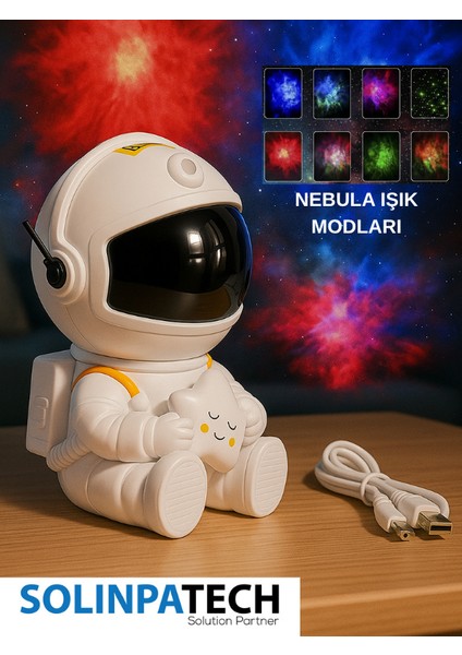 Nebula Astronot Projektör Gece Masa Lambası Galaxy Gökyüzü Projeksiyon Kumandalı Aydınlatma