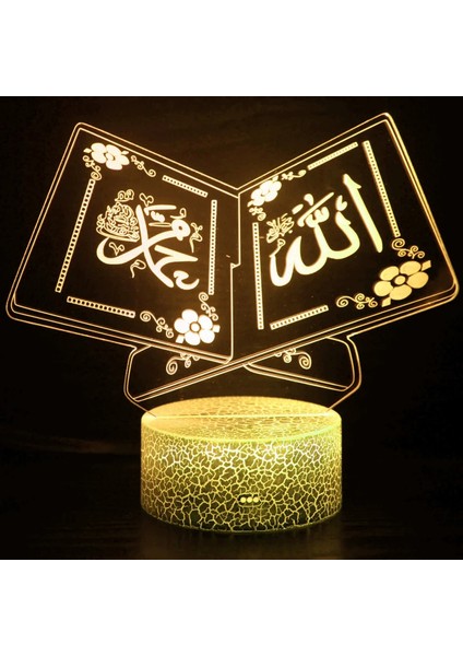 3D Müslüman Allah Islami Gece Işık Lambası Işık Gece Işıkları 7 Renk Değiştiren Akrilik Masa Masa Dekorasyon Lambaları Hediye Çocuklar: Siyah Base/renk: 7 Renk Yok Uzak (Yurt Dışından)