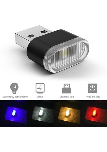 1pc Araba Mini USB LED Atmosfer Işıkları Araba Iç Neon Dekoratif Lamba Acil Durum Aydınlatma Evrensel Pc Taşınabilir Fiş ve Playemitting Renk: Beyaz (Yurt Dışından)