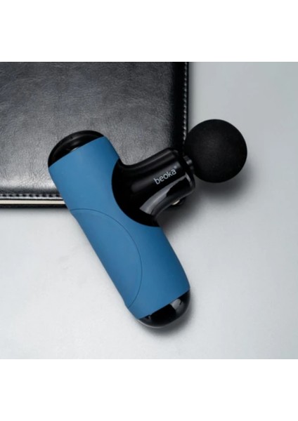 Mavi Beoka Şarjlı 5 Başlıklı 5 Kademeli Titreşimli Çantalı Profesyonel Mini Masaj Tabancası Q1