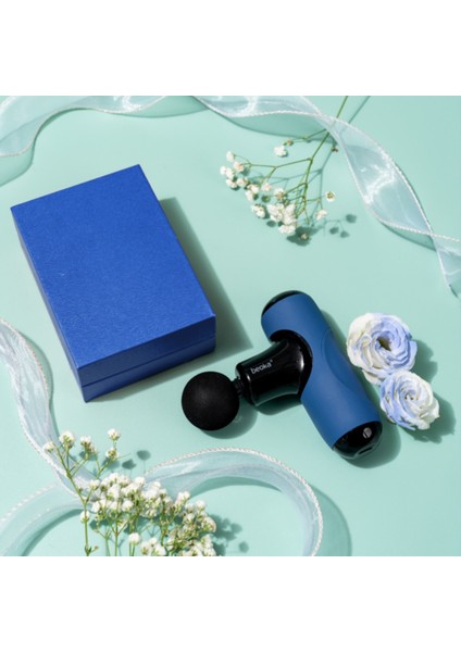 Mavi Beoka Şarjlı 5 Başlıklı 5 Kademeli Titreşimli Çantalı Profesyonel Mini Masaj Tabancası Q1 modelleri