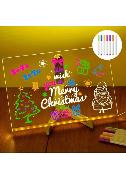 LED Not Tavuzu 7 Renk Ile Gece Işığı Ofis Okulu Homeemitting Renk Için Ofis Okulu Için Parlayan Akrilik Çizim Tahtası Parlayan Mesaj Işaretleyici Tahtası: KÜÇÜK-15X15CM (Yurt Dışından)