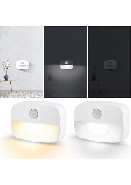 1-5pcs LED Gece Işığı Hareket Sensörü Aaa Le Destekli Kablosuz Mutfak Dolabı Yatak Odası Dolap Merdivenleri Için Koridor Yayılan Renk: 3 Pcs/renk: Sıcak Beyaz (Yurt Dışından)