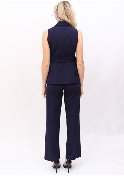 Erkek Yaka Yırtmaçlı Yelek-Lacivert indirimleri