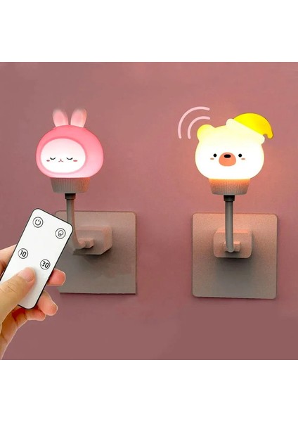 USB Gece Işığı LED Chlidren Sevimli Karikatür Gece Lambası Ayı Chick Yavru Kedi Uzaktan Kumyalı Yatak Odası Dekor Yatağı Başucu Lampemitting Renk: Kahverengi (Yurt Dışından)