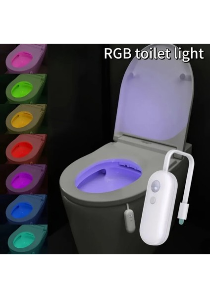 Rgb Hareket Sensörü LED Tuvalet Işığı, Çok Renkli Ayarlanabilir Banyo Gece Işığı, USB Şarjı, Kurulumu Kolay, Batemitting Renk Için Uygun: 1 Pcs (Yurt Dışından)