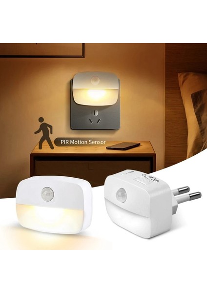Mini LED Gece Işık Pir Hareket Sensörü Başucu Gece Işığı Us Ab Banyo Koridoru Için Fiş Kapatma Renk: Ab Fiş (Yurt Dışından)
