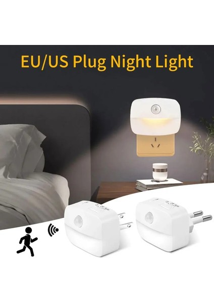 Us Ab Fişinde LED Gece Işık Hareket Sensörü Lambası Gece Işığı Mutfak Yatak Odası Koridor Merdivenleri Wc Gece Lambası 3 Renkler Sıcaklık Renk: Abd Fiş (Yurt Dışından)