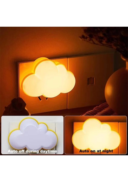 LED Akıllı Hareket Sensörü Gece Işıkları Tapa Incin Otomatik Açma/kapalı Bulut Çocuk Yatak Odası Merdiven Koridor Çalışması Yatak Başı Gece Lambası Renk: Sıcak Beyaz (Ab Fişi) (Yurt Dışından)