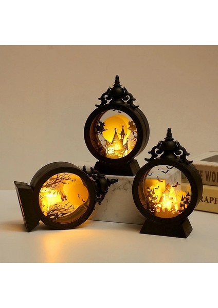 Cadılar Bayramı LED Gecesi Işık Taşınabilir Balkabağı Hayalet Fener Masaüstü Süsü Cadılar Bayramı Dekoru Part Partisi Malzemeleri Desklamp Yayılan Renk: B (Yurt Dışından)