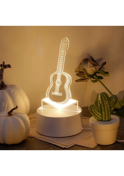 Eşsiz 3D Gitar LED Gece Işığı - Yatak Odası, Oturma Odası, Ofis Için Uygun - Müzik Meraklıları Için Hediye, Arkadaşlar ve Familyemitting Renk: Sıcak Beyaz/renk: Beyaz (Yurt Dışından)