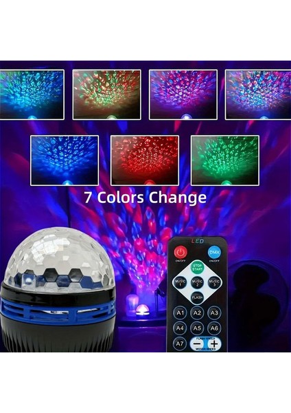 Okyanus Su Ripple Projektör Lambası USB 7 Renkler Yıldızlı Gökyüzü LED Gece Işığı Uzak Yatak Odası Noel Düğün Ortam Dekoremitli Renk: 7 Renk (Yurt Dışından)