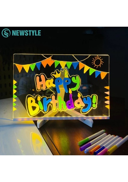 LED Not Tavuzu 7 Renk Ile Gece Işığı Ofis Okulu Homeemitting Renk Için Ofis Okulu Için Parlayan Akrilik Çizim Tahtası Parlayan Mesaj Işaretleyici Tahtası: KÜÇÜK-15X15CM (Yurt Dışından)