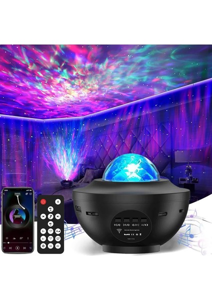 LED Yıldız Galaxy Projector Ocean Wave Işık Odası Dekor Döndüren Yıldızlı Gökyüzü Romantik Porjektörler Luminaria Dekorasyon Hediyesi Renk: Tip 1-Samll Boyut (Yurt Dışından)