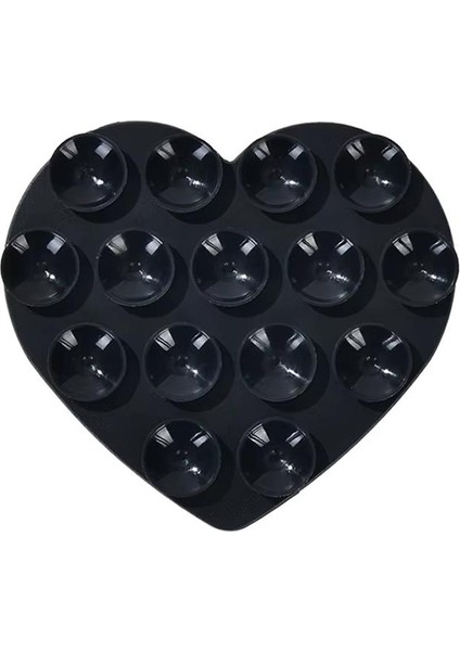 Vakumlu Telefon Tutucu Kalp Siyah