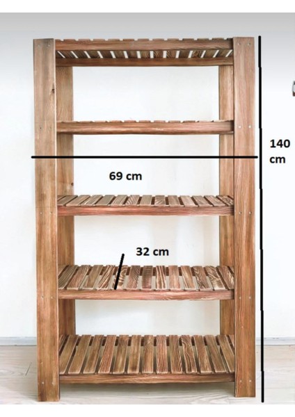 Ahşap Dekoratif 5 Raflı Mutfak Rafı ESK140X70 Raf modelleri