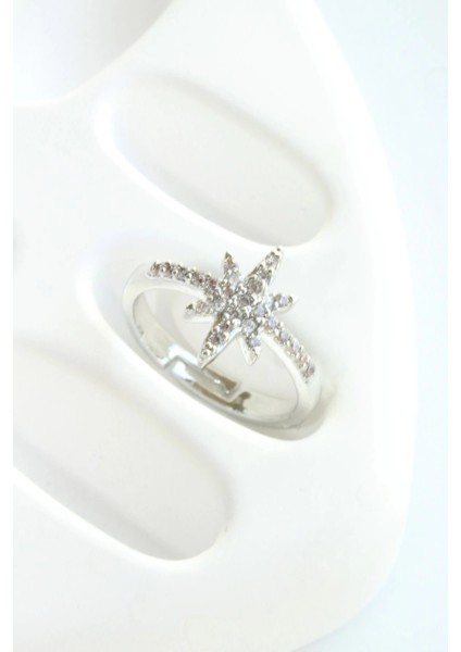 Yeni Sezon Yarım Tur Zirkon Taşlı Kutup Yıldızı Tasarım Ayarlanabilir Kadın Yüzük modelleri