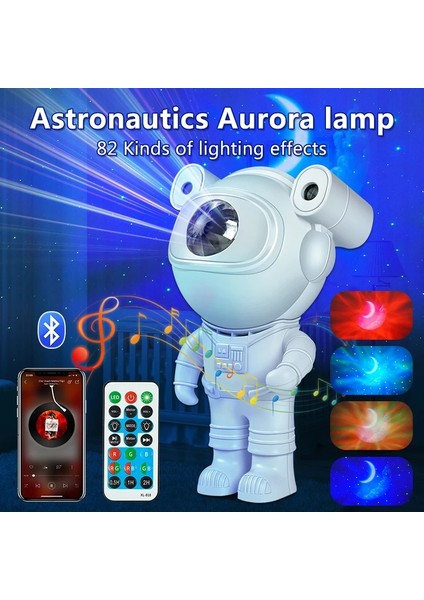 En Yeni Galaxy Projektör Yükseltilmiş Astronot Yıldız Lambası Nebula Ay Tavan Gökyüzü Gece Işığı Zamanlayıcı ve Uzaktan Bluetooth Hoparlörlü Renk: Tür (Yurt Dışından)
