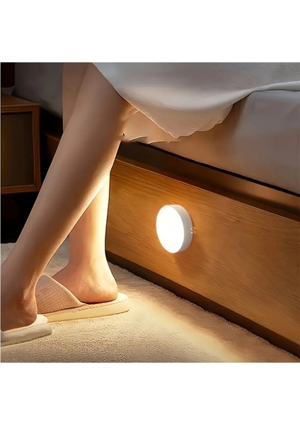 1/2/3/5pcs Akıllı Vücut Sensörü LED Gece Işığı, Koridor, Dolap, Yatak Odası, Başucu Sensörü Dairesel Işık Merdiven Kablosuz Gece Işık Çarşamba Renk: 1pcs/renk: Beyaz (Yurt Dışından)