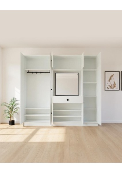 Beyaz Fonksiyonel Portmanto – Aynalı, Çekmeceli ve Dolaplı fırsatları