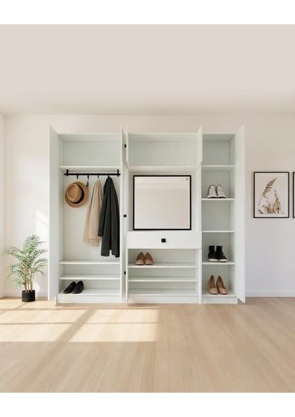 Beyaz Fonksiyonel Portmanto – Aynalı, Çekmeceli ve Dolaplı indirimleri