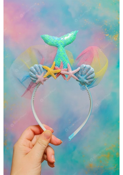 Mermaid Konseptli Deniz Kızı Kız Çocuk Taç Kutlama Parti Tacı Mavi fiyatları