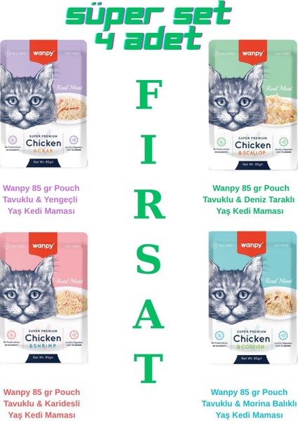 Süper Set 4'lü Yengeç, Deniz Tarağı, Karides ve Morina Balı