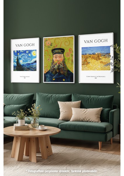 Van Gogh 3'lü Beyaz Çerçeveli Poster, Tablo Seti No:1 modelleri