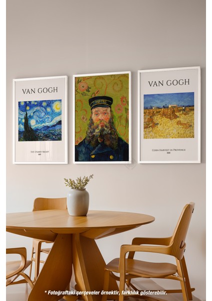 Van Gogh 3'lü Beyaz Çerçeveli Poster, Tablo Seti No:1 fırsatları