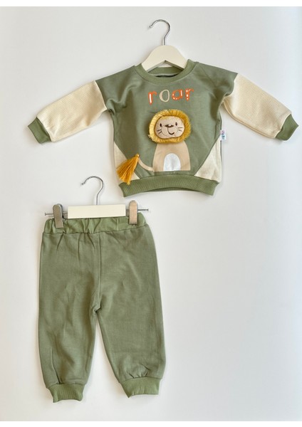 Yeleli Aslan Nakışlı Erkek Bebek Yeşil Takım