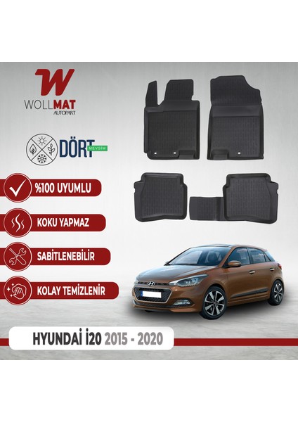 Hyundai I20 Paspas Uyumlu 2015 2020 Arası 3D Havuzlu Paspas Seti
