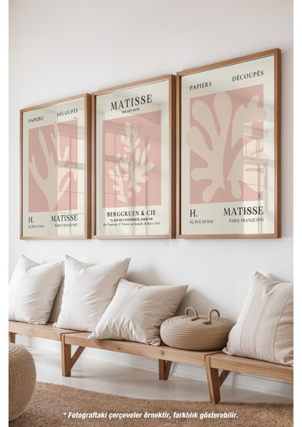 Matisse Minimal 3'lü Ahşap Çerçeveli Poster, Tablo Seti No:21