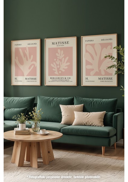 Matisse Minimal 3'lü Ahşap Çerçeveli Poster, Tablo Seti No:21 modelleri