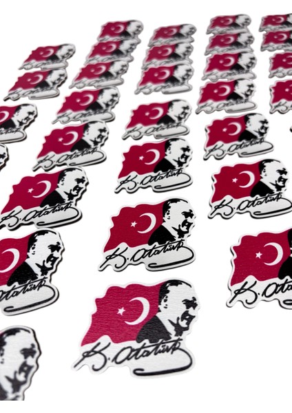 Atatürk Imzalı, Türk Bayraklı Ahşap Rozet, Yaka Iğnesi, Çanta Süsü, Pin, Çanta Aksesuar