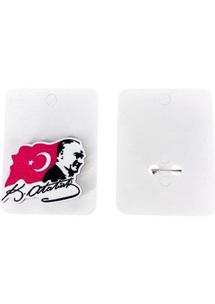 Atatürk Imzalı, Türk Bayraklı Ahşap Rozet, Yaka Iğnesi, Çanta Süsü, Pin, Çanta Aksesuar fırsatları