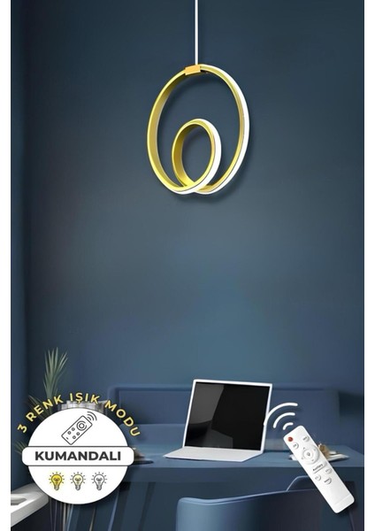 Perla Eskitme Kumandalı 3 Renk Modern Sarkıt LED Avize